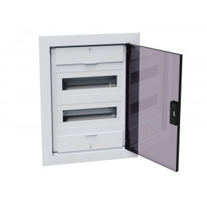 Щит распределительный встраиваемый с пластиковой черной прозрачной дверцей на 24 модуля, OptiBox Pro 24-VKR-IP40 379800