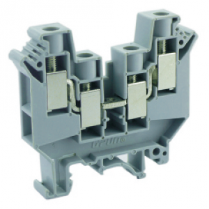 Проходная клемма UKHV-10/2X2, Проходная клемма, 4 точки подключения, тип фиксации провода: винтовой, номинальное сечение: 10 мм кв., 57A, 1000V, ширина: 10,2 мм, цвет: серый, тип монтажа: DIN35