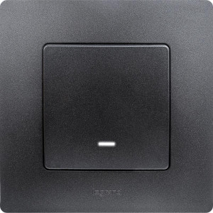 Выключатель 1-кл. СП Etika 10А IP20 250В 10AX с подсветкой/индикацией авт. зажимы механизм антрацит Leg 672603