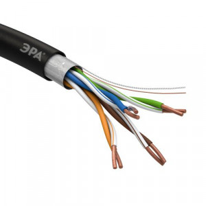 Кабель витая пара F/UTP кат.5E 4х2х24AWG solid CU PE Outdoor черн. (м) Б0044689