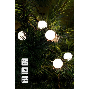 Гирлянда "Шарики" 10м OLDBL070-WW-E 70 тепл. бел. светодиодов соединяемая до 3шт уличная 4690601049674