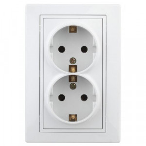 Розетка 2-м СП Plano 1-208-01 16А IP20 250В 2х2P+E Schuko защ. шторки бел. Б0053933