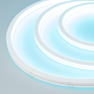 Гибкий неон ARL-MOONLIGHT-1213-TOP 24V RGB 025551, Гибкая герметичная лента (неон серии MOONLIGHT), сечение 13х12 мм. Светодиоды SMD5060 84 шт/м. Цвет свечения RGB, угол излучения 115°. Мощность 12 Вт/м, питание 24 В. Класс пылевлагозащиты IP67. Размеры 5000х13х12 мм. Мин. отрезок 83 мм. Вертикальный изги