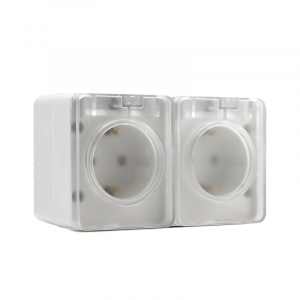 Розетка 2-м ОП AtlasDesign Profi54 16А IP54 250В с заземл. защ. шторки бел. SE ATN540126