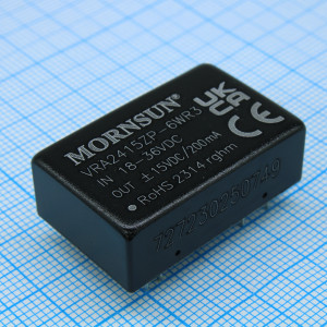 VRA2415ZP-6WR3, Преобразователь DC/DC мощность, Вт: 6 вход 24(18-36)В выход ±15В ±200мА изоляция 1500В