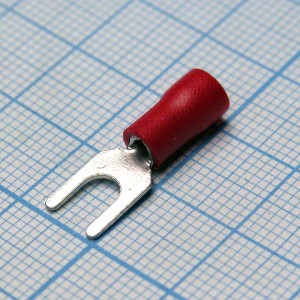 SV1.25-4L  Red, наконечник кабельный вилочный с изоляцией d=4.3мм, сеч. пров.0.5-1.5мм2