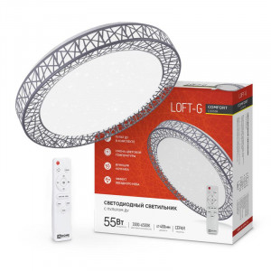 Светильник светодиодный COMFORT Loft-G 55Вт 230В 3000-6500К 4400лм 400х100мм с пультом ДУ 4690612035093