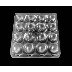 ALHB50D16LED20G, Групповая квадратная линза 4x4 на 16 светодиодов 3030 эфф=90%, ~20°, 50x50мм H:10.3мм PC-1250Z