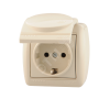 Розетка 1-м ОП Nata 16А IP20 с заземл. с защ. крышкой керамика крем. 710-0300-123