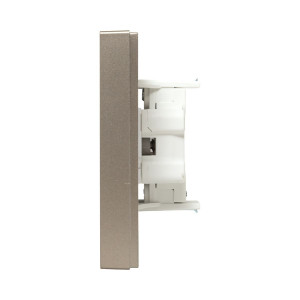 Механизм розетки двойной, 16А, без заземления, со шторками, с рамкой, шампань Эпика EKF UP1-SOC-201