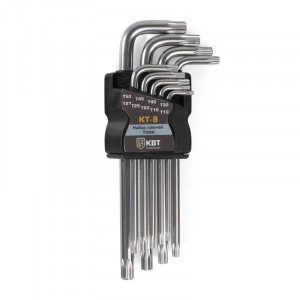 Набор ключей TORX КТ-9 (Т10-Т50) серия KBT-PROFESSIONAL, предназначен для монтажа крепежных изделий с внутренним профилем TORX, в том числе и в антивандальном исполнении, в наборе 9 ключей с типоразмерами Т10/T15/T20/T25/T27/T30/T40/T45/T50