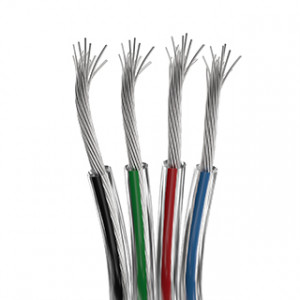 Шлейф питания ARL-18AWG-CLEAR-4Wire-CU 034962, Шлейф для питания и управления RGB светодиодными лентами. 4 проводника, калибр проводника 18AWG, сечение проводника 0.84 мм2, проводник из луженой меди, внешняя оболочка из прозрачного ПВХ. Длина кабеля в бухте — 50 метров.