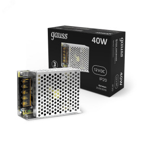 Блок питания для светодиодной ленты 40 Вт AC 100-264В Uвых 12В IP20 110х78х35мм Black 202003040