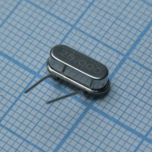 25000kHz 30ppm 20pF, Резонатор кварцевый 25000кГц 30ppm, 20пФ, корпус HC-49/S, -20...+60°C