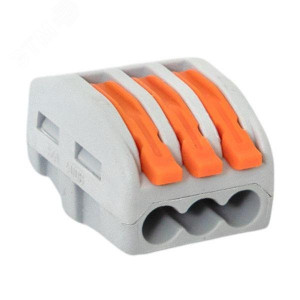 Клемма строительно-монтажная СМК 222-413 3-проводная 0.08-2.5кв.мм с рычагом (уп.100шт) PROxima plc-smk-413