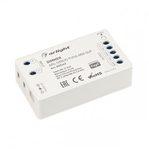 Диммер ARL-SIRIUS-TUYA-MIX-SUF (12-24V, 4x4A, 2.4G) 032343, Контроллер двухканальный для MIX светодиодных лент. Питание/рабочее напряжение 12-24VDC, максимальный ток 4A на канал, 4 канала, максимальная мощность 192-384W. Частота ШИМ 1kГц, Wi-Fi 2.4G. Винтовые клеммы. Корпус - PVC. Габариты 70х40х20 мм.