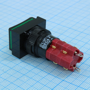 D16LMT1-2ABKG, D16LMT1-2ABKG, Переключатель кнопочный без фиксации 250В/5А LED подсветка 24В