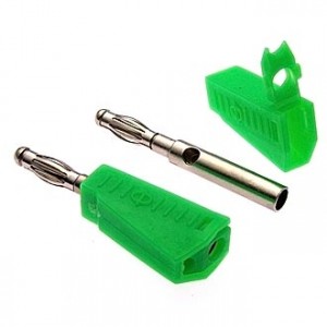 Z040 4MM STACKABLE PLUG GREEN, Штекер Z040 4 мм составной штекер, зеленый, под пайку