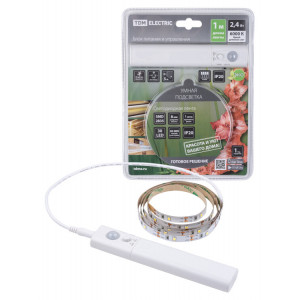 Умная подсветка SMD2835-30LED/m-IP20-5В-2,4Вт-6000К(1 м), датчик движ., 4хААА SQ0331-0500