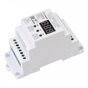 Конвертер SMART-K29-DMX512 (230V, 1x2A, TRIAC, DIN) 027131, Конвертер сигнала DMX512 в TRIAC. Вход - DMX512, выход TRIAC(230V), напряжение питания AC 230V. 1 канал управления, ток нагрузки 1х2А. На корпусе цифровой дисплей. Габариты 110x48x67 мм. Для использования на DIN-рейке.
