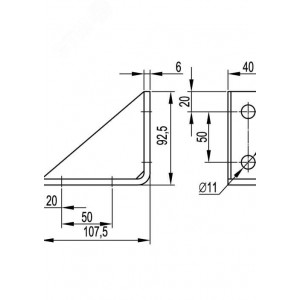 Угол крепежный двойной усиленный левый горячеоцинкованный BMC1022HDZ