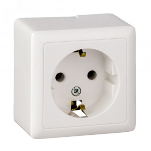 Розетка 1-м ОП Хит 16А IP20 250В с заземл. без защ. шторок бел. SE RA16-133-B