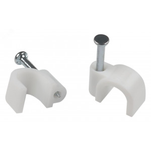 Скоба пластиковая крепежная круглая 4 мм белая NO-224-566 (50 шт/уп) Б0066646