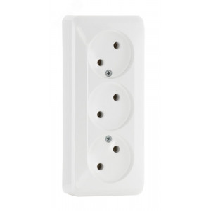 Розетка 3-м ОП Этюд 16А IP20 250В без заземл. без защ. шторок бел. SE PA16-009B