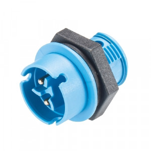 Вилочный разъем в панель RST08i3/2S 21 M02H BL, Вилочный разъем в панель М14, IP68(69k), 2 полюса, с продольным уплотнением, цвет: синий, номинальные характеристики: 250V/400V 8A, серия gesis RST MICRO