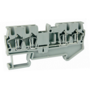 Проходная клемма UJ5-2.5/2X2, Проходная клемма, 4 точки подключения, тип фиксации провода: пружинный, номинальное сечение: 2,5 мм кв., 31A, 800V, ширина: 5,2 мм, цвет: серый, тип монтажа: DIN35