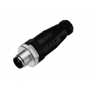 Вилочный разъем на кабель, M12, M12A12MPSFWSC608001, Вилочный разъем на кабель, 12 полюсов, M12, фиксация провода пайкой, прямой (180 град.), A-Code, сечение проводовников: 0,14 - 0,25 мм кв., 1,5A, 30V, диаметр кабеля: 6,0-8,0 мм, материал корпуса: пластик, резьбовое соединение (корпус): латунь, никелирова