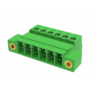 Вилочный разъем на кабель MC-PB3.81H02C-F-0001, Вилочный разъем, прямой, на кабель, шаг: 3.81 мм, 2 полюса, фиксация провода винтовая, исполнение: с монтажными фланцами, 160V, 8A, цвет: зеленый