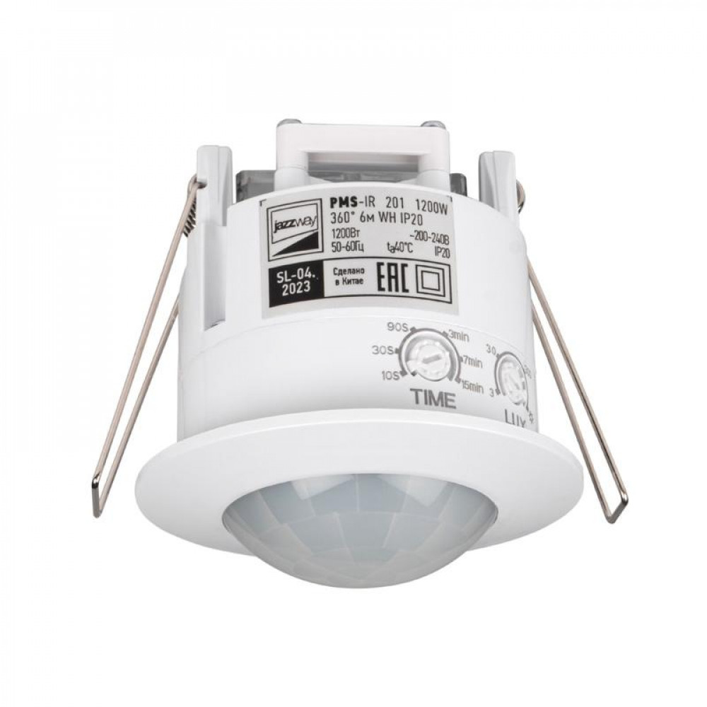 Изображение товара Датчик движения PMS-IR 201 1200Вт 360град. IP20 WH Jazzway Изображение товара Датчик движения PMS-IR 201 1200Вт 360град. IP20 WH Jazzway