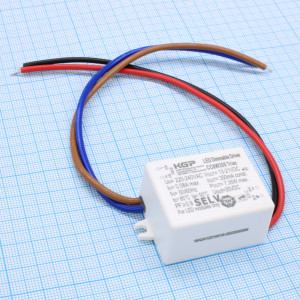CC6W350 TRIAC, AC-DC, 6Вт, стабилизатор тока, вход 198-264VAC,  выход 350 /13-19V, ККМ (PF 0,9), IP44, пластиковый корпус 48.2*30*20mm, -20..+50°С, Triac