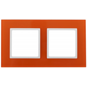 14-5102-22 Рамка на 2 поста, стекло, Elegance, оранжевый+бел (5/50/1200) Б0034495