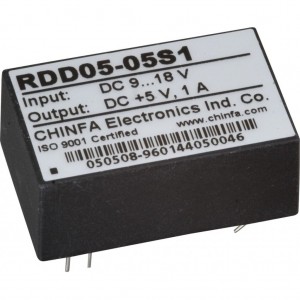 RDD05-05S1, DC-DC,  5Вт, Uвх=9…18В, Uвых=5В/1А, изоляция 1500В DC, DIP24, -25°С…+71°С
