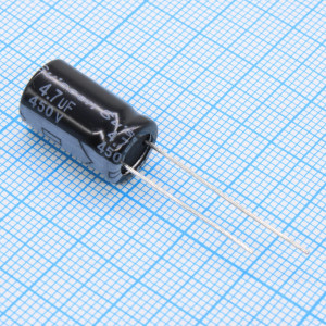 SE450M4R7G16PKKKS00R, Конденсатор алюминиевый электролитический 4.7мкФ 450В ±20% (10х16мм) радиальный 5мм 60мА 5000час 105°C россыпь