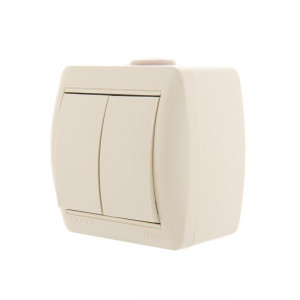 Выключатель 2-кл. ОП Nata 10А IP20 крем. 710-0300-101
