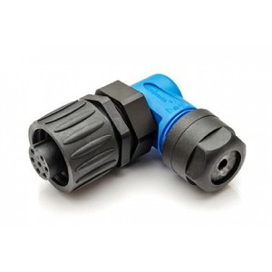 C016 30F006 100 10, Стандартный цилиндрический соединитель 6+PE FEM R/A BLUE SODR SILVR CONTACT