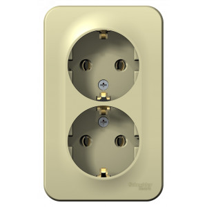 Розетка 2-м ОП Blanca 16А IP20 250В с заземл. без защ. шторок с изолир. пластиной беж. SE BLNRA010217