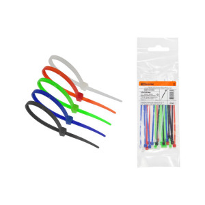 Хомуты 2,5х100 цветные набор 5 цветов (черный, белый, красный, синий, зеленый) (25 штук) SQ0515-0358