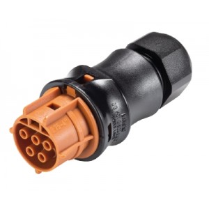 Разъем RST20i5  96.051.4151.4, Розеточный разъем на кабель диам. 10-14 мм, IP68(69k), 5 полюсов, винтовая фиксация провода, номинальные характеристики: ~50V/-120V, 20A цвет контактной вставки: коричневый, цвет корпуса: черный, серия RST Classic