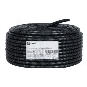 Труба гофрированная ПВХ d20мм с протяжкой черн. (уп.100м) Plast tg-z-20-100-black