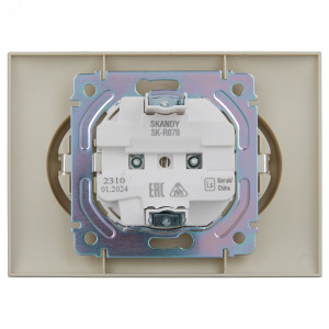 SKANDY Розетка 2-местная с заземлением с защитными шторками 16А в сборе SK-R07B бежевый IEK SK-R24-16-K10-F