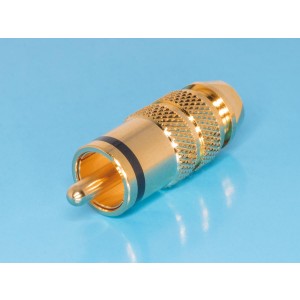 RPC-3GT-B, Разъем RCA-тюльпан, вилка на кабель, позолоченный, изолятор тефлон, черный