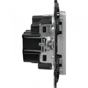 Valena LIFE Розетка силовая 2К 16А 250В c лицевой панелью алюминий со шторками безвинтовые зажимы 753616