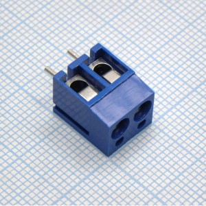 DG300-5.0-02P-12-00A(H), Винтовой клеммный блок с защитой провода, 2 контакта. Серия DG300-5.0