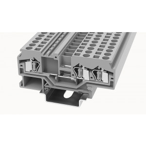 Проходная клемма WS4-TW-01P-11-00Z(H), Проходная клемма, 3 точки подключения, тип фиксации провода: пружинный, номинальное сечение: 4 мм кв., 32A, 800V, ширина: 6 мм, цвет: серый, тип монтажа: DIN35