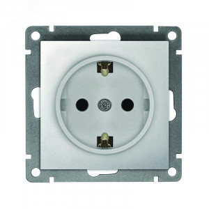 Розетка одноместная UNIVersal серия Афина с/з, с/у, 16А, 220В, серебро (еврослот), механизм A0028-S