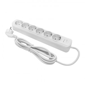 Сетевой фильтр 6*5м 10А/2,2кВт с выкл. c/з ПВС 3х0,75 Блокбастер PROxima UFP10-375-6-05